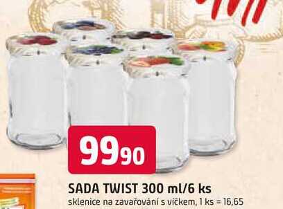 SADA TWIST 300 ml/6 ks sklenice na zavařování s víčkem