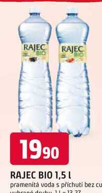RAJEC BIO 1,5L pramenitá voda s příchutí bez cukru