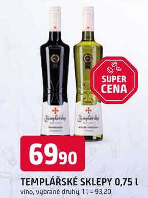 TEMPLÁŘSKÉ SKLEPY 0,75l vybrané druhy