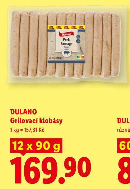 DULANO Grilovací klobásy, 12x 90 g