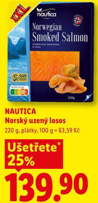 NAUTICA Norský uzený losos, 220 g