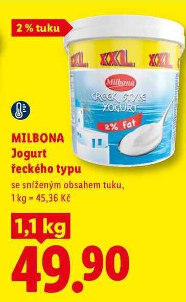 MILBONA Jogurt řeckého typu, 1,1 kg
