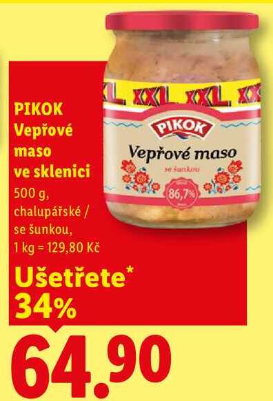 PIKOK Vepřové maso ve sklenici, 500 g