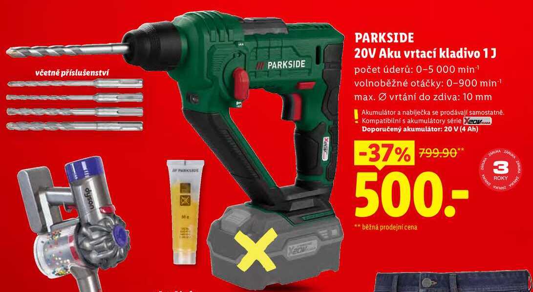 PARKSIDE 20V Aku vrtací kladivo 1J