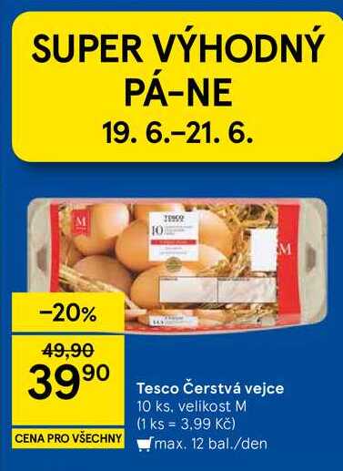 Tesco Čerstvá vejce, 10 ks. velikost M