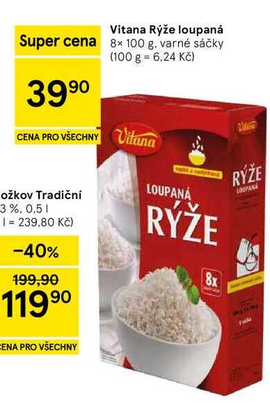 Vitana Rýže loupaná Super cena, 8× 100 g. varné sáčky