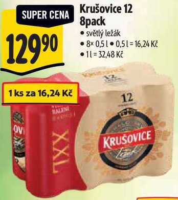 Krušovice 12 8pack, 8x 0,5 l