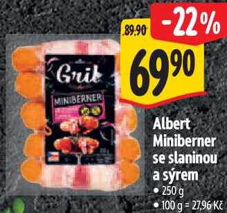 Albert Miniberner se slaninou a sýrem, 250 g