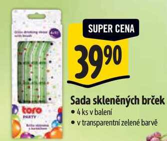 Sada skleněných brček, 4 ks 
