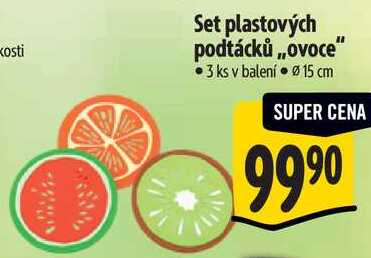 Set plastových podtácků ,,ovoce", 3 ks 