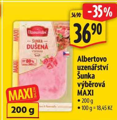Albertovo uzenářství Šunka výběrová MAXI, 200 g