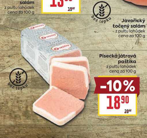 Písecká játrová paštika z pultu lahůdek cena za 100 g