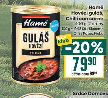 Hamé Hovězí guláš, Chilli con carne 400 g