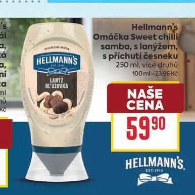 Hellmann's Omáčka Sweet chilli samba, s lanýžem, s příchutí česneku 250 ml