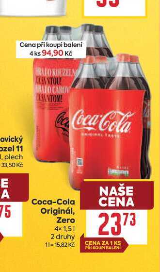 Coca-Cola Originál, Zero 4x1,5l
