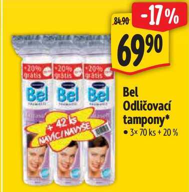 Bel Odličovací tampony, 3x 70 ks + 20 %