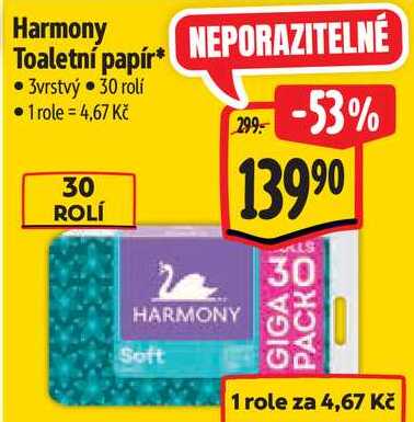 Harmony Toaletní papír, 30 rolí