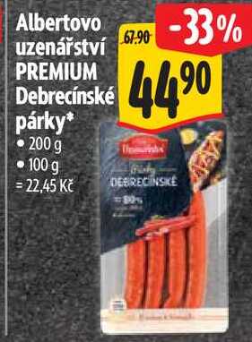 Albertovo uzenářství PREMIUM Debrecínské párky, 200 g