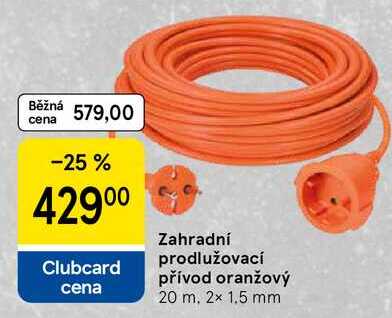 Zahradní prodlužovací přívod oranžový, 20 m. 2x 1.5 mm 
