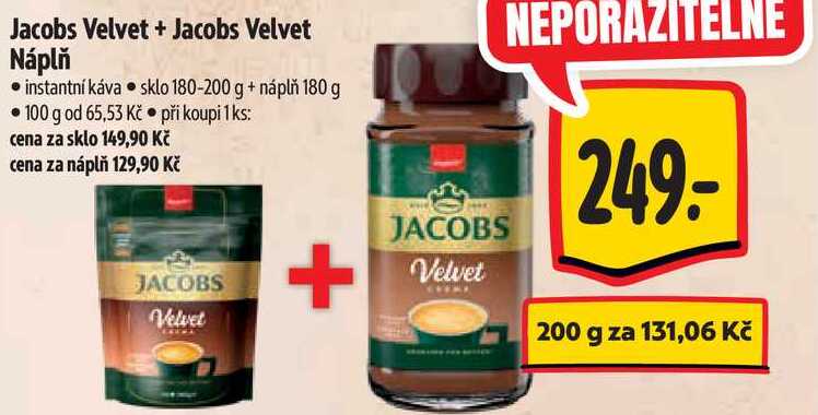 Jacobs Velvet + Jacobs Velvet Náplň, 180-200 g + náplň 180 g
