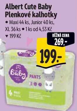 Albert Cute Baby Plenkové kalhotky, Maxi 44 ks, Junior 40 ks, XL 36 ks