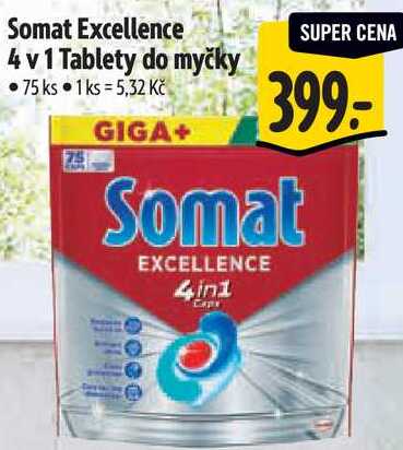 Somat Excellence 4 v 1 Tablety do myčky, 75 ks