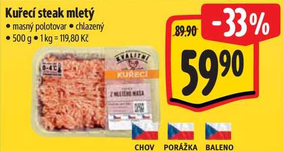 Kuřecí steak mletý, 500 g